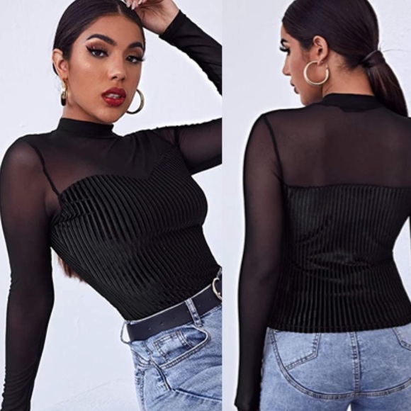 ❤️ ❤️❤️black mesh detail top - Picture 2 of 3